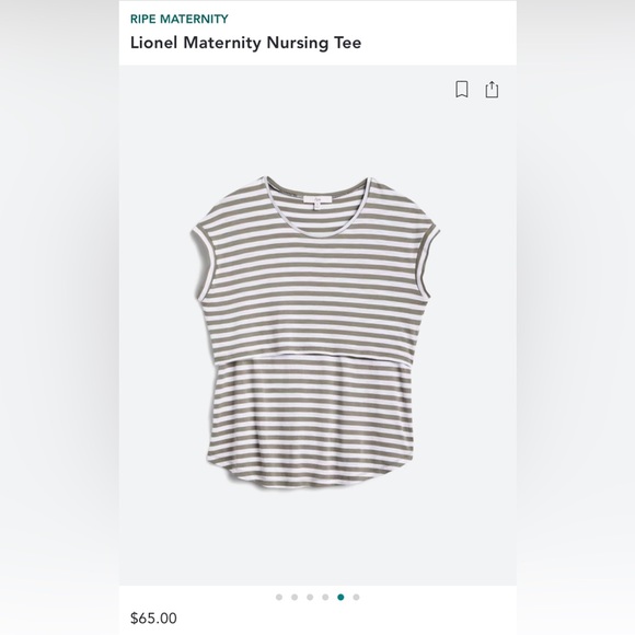 Ripe Maternity • Lionel Maternity Nursing Tee • Green & White Stripes • Small - Picture 1 of 5